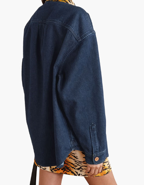 Philosophy di Lorenzo Serafini Jeansjacke mit Tigerprint-Besatz
